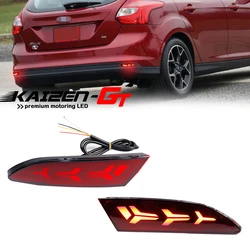 Red LED Rear Bumper Reflectors Lights For 2012-2014 Ford Focus Tail Brake Light, Rear Fog Light & Sequential Turn Signal Light