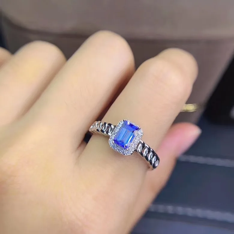 

Anniversary Best Gift Natural And Real Tanzanite Ring luxury ring Free shipping gemstone 925 sterling silver Fine jewelry