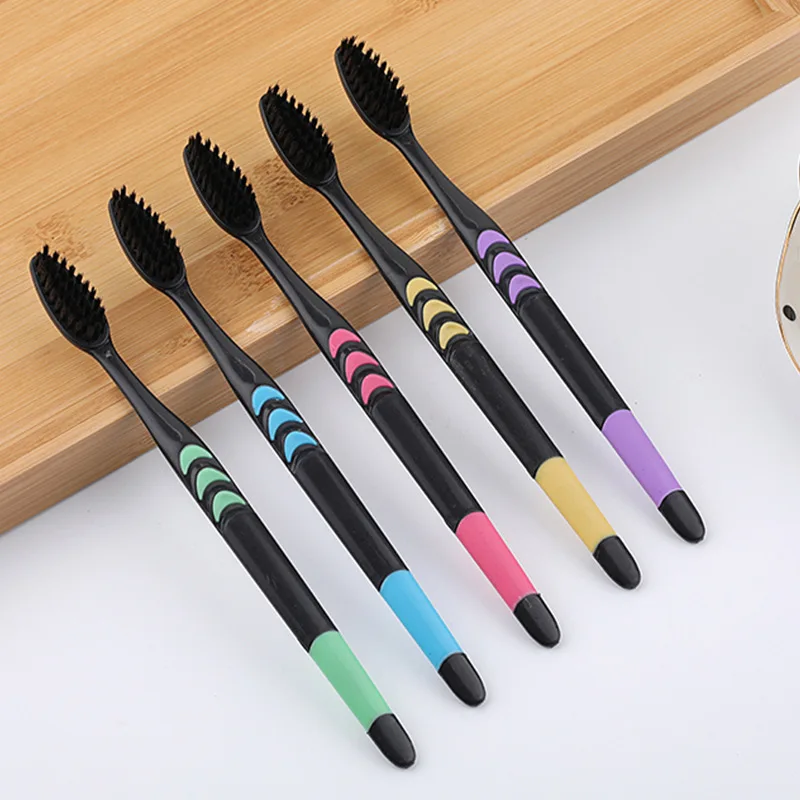 Nano Bamboo Charcoal Toothbrush Ultra Soft Tooth Brush Manual Adults 10 Pieces Oral Hygiene Care Cleaning