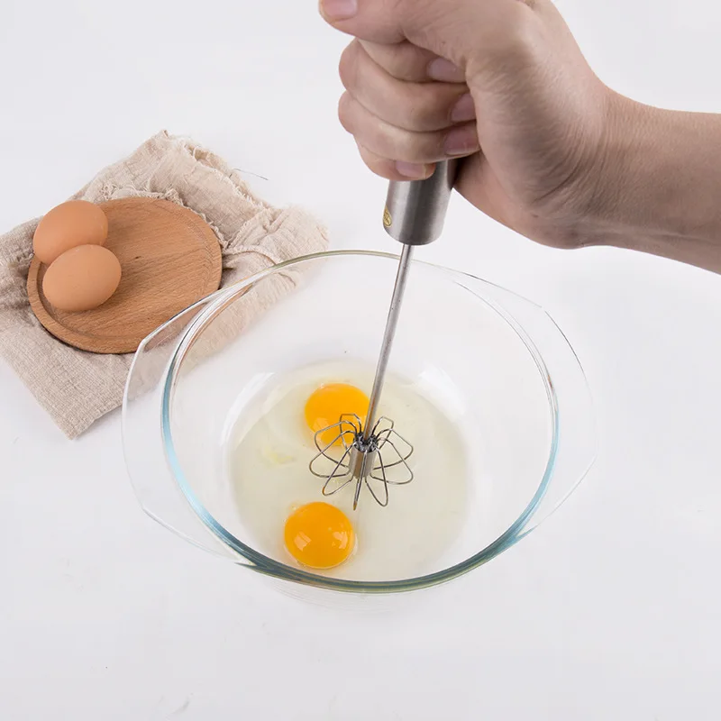 3 Size Kitchen Tools Crack the Egg Cream Sauce Feeder Semi- Automatic Blender Hand Pressure Rotating Manual Eggbeater