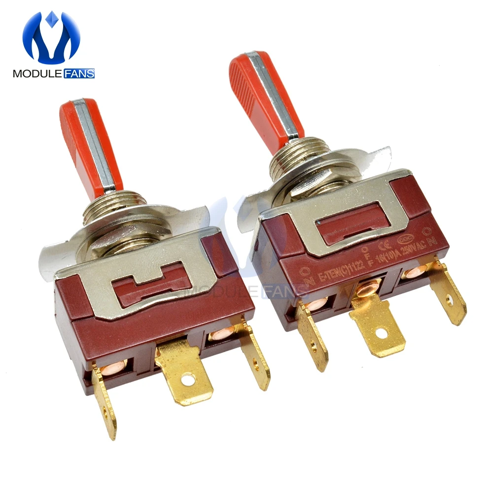 E-TEN(C)1122 1122 Toggle Switch  Double Throw SPDT ON-OFF 250V/16A 1/4 Inch Mounting 29*14.6MM 3Positions 3Pins 12mm