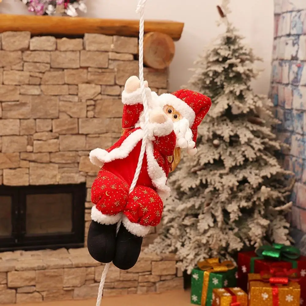 30CM Santa Claus Climbing Rope Ladder Plush Doll Christmas Decoration Pendant Figurine Hanging Ornament Xmas Tree New Year Decor