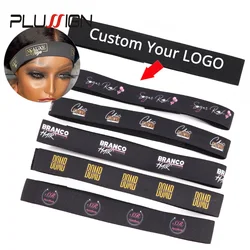 Customized Logo Adjustable Elastic Band For Edges Wig Headband Edge Hair Band With Adjustable Magic Sticke 58Cm 10/20/30/50/100