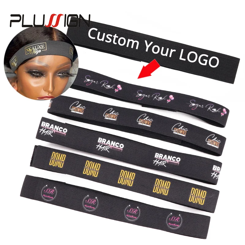 Dostosowane logo regulowana gumka na krawędzie peruka opaska na głowę krawędź opaska do włosów z regulowaną magiczną naklejką 58Cm 10/20/30/50/100