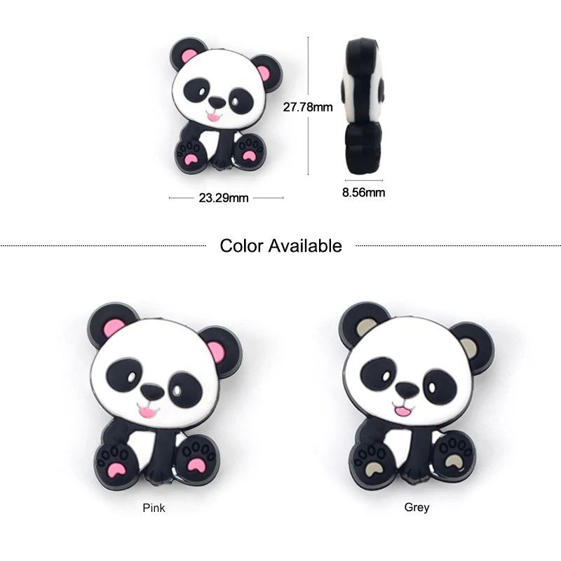 LOFCA 5pc Silicone Animal Beads Panda Food Grade DIY Toy Koala Baby Teething Beads BPA Free Pacifier Chain Accessories