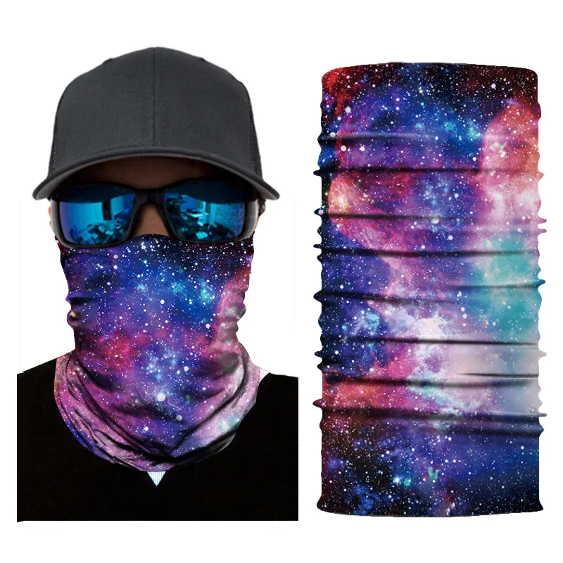 3D Galaxy Print Seamle Balaclava Scarf Neck Warmer Neck Gaiter Half Face Cover Head Bandanas Shield Headband Headwear Men Women