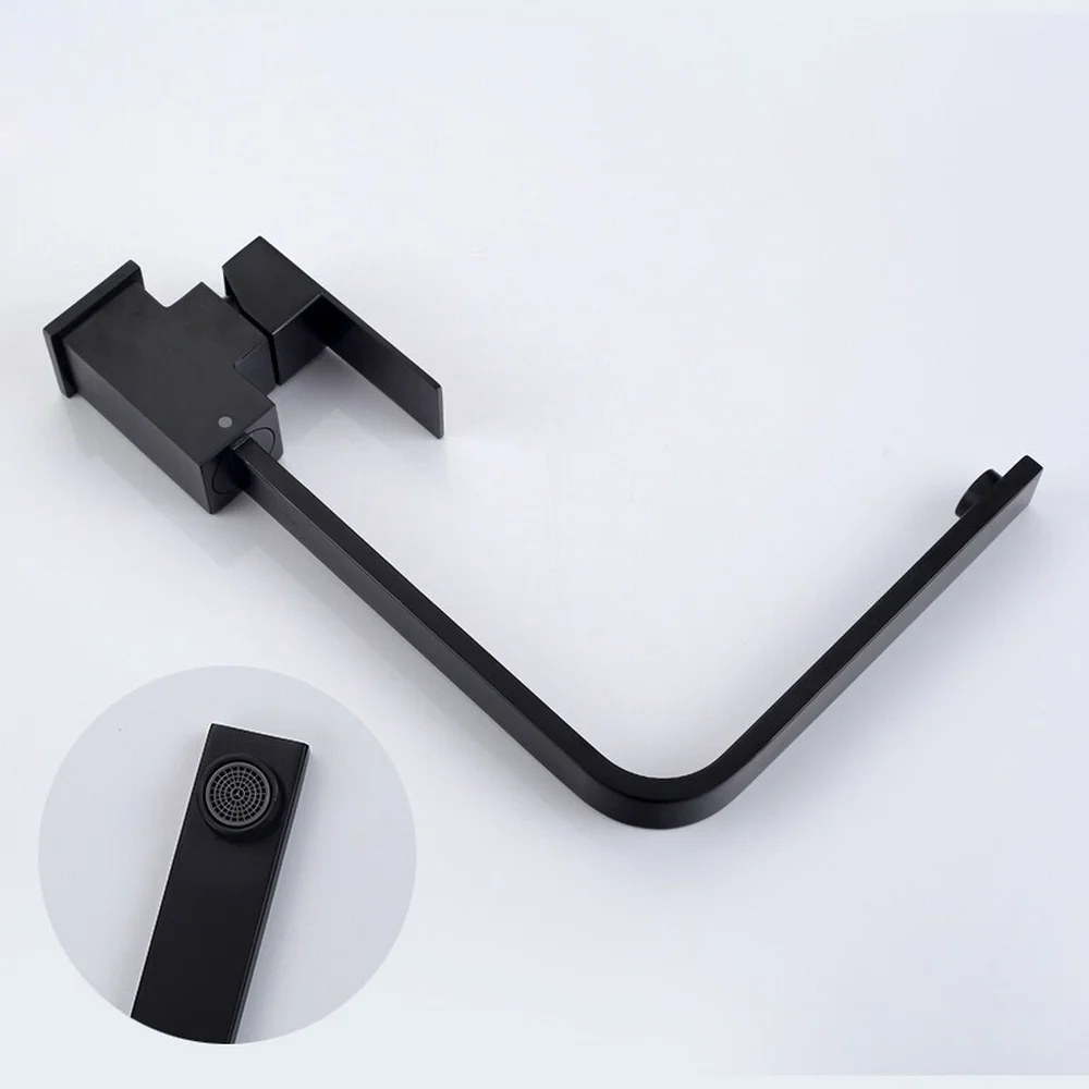 Kitchen Faucet Black Sink Faucet Square Faucet Matte black/Chorme Hot and Cold Sink Tap 360°Rotation Deck Mounted Water Tap