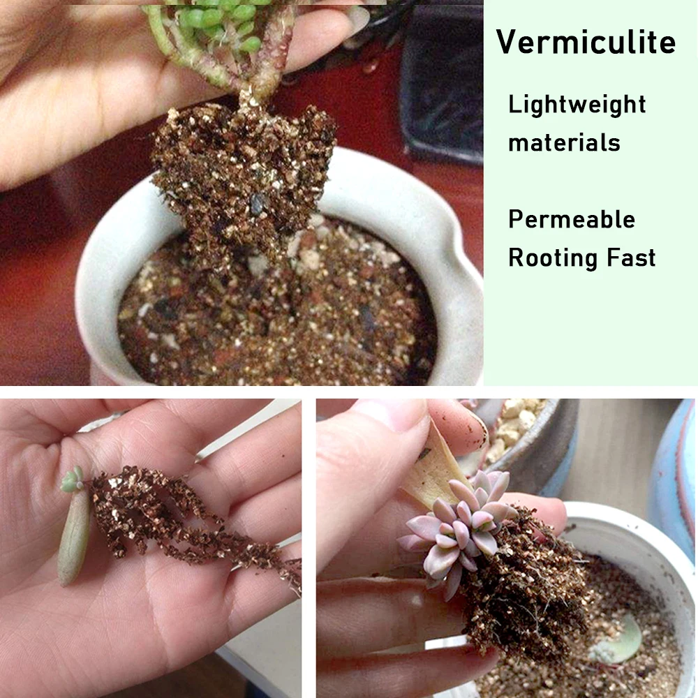 가벼운 질석 토양 식물 종묘장, 통기성 느슨한 토지 기질, 정원 공급 분재 심기, 2 ~ 5mm, 50g, 0.5L