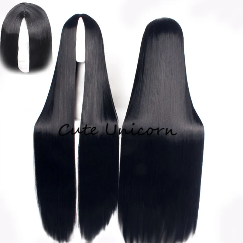 Middle Part Black Long Wig Anime Cartoon Character Cosplay Central Parting Universal Wigs Synthetic Hair Extensions