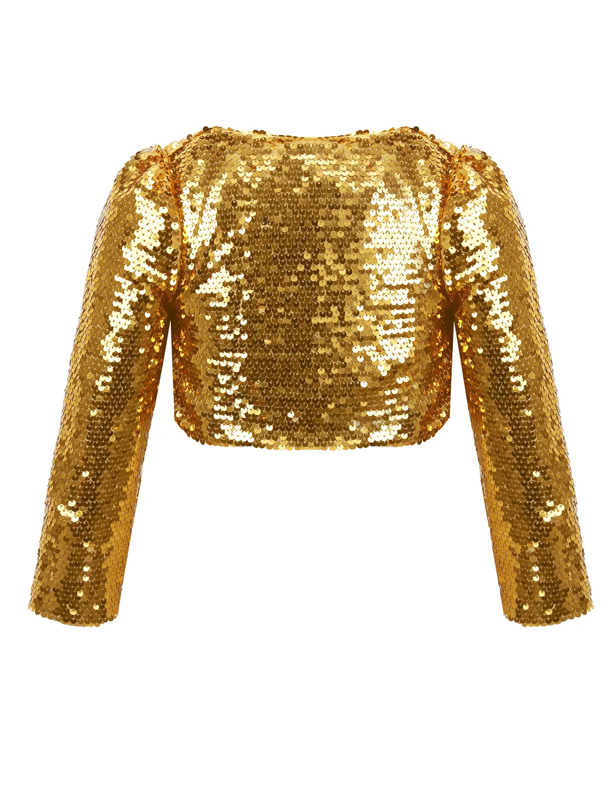 FEESHOW Kids Girls Baby Jacket Coat Sparkly Sequins Cropped Blazer Bolero Shrug Cardigan Top Clothes Stage Performance Costumes