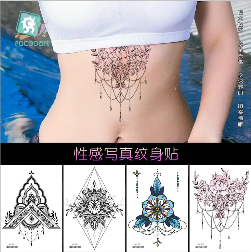 Temporary Tattoo Stickers Sexy Rose Heart-shaped Wreath Fake Tatto Waterproof Tatoo Back Leg Arm Belly Big Size T1942