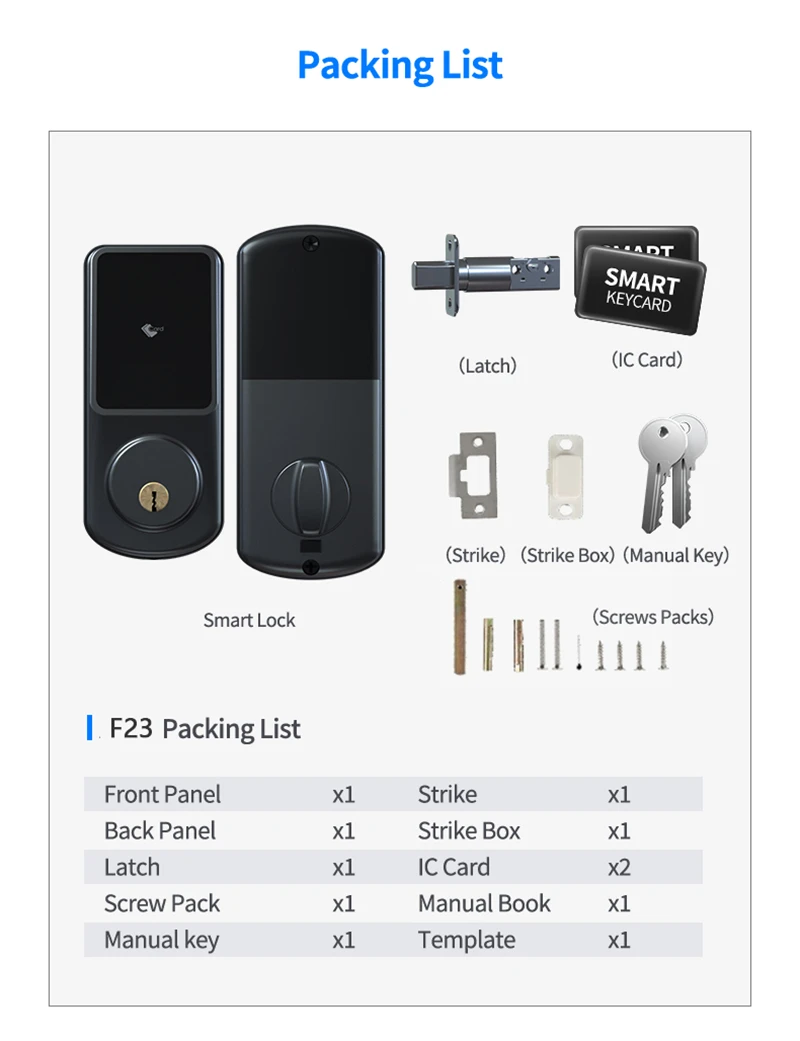 RAYKUBE F23 Deadbolt Lock Smart Electronic Door Locks Remote Unlock TT Lock APP Smart IC Card for Home Security Smart Home