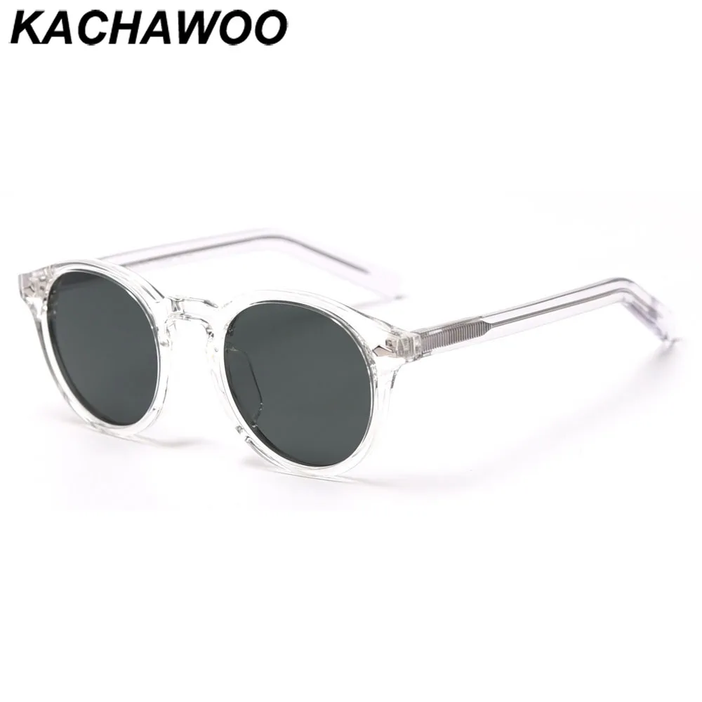 Kachawoo polarized sunglasses for men brown black TR90 round sun glasses women travel shades birthday presents 2021 Korean style