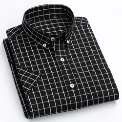 MACROSEA-camisa informal a cuadros para hombre, camisa 100% de algodón de alta calidad, de manga corta, grande y pequeña, para verano