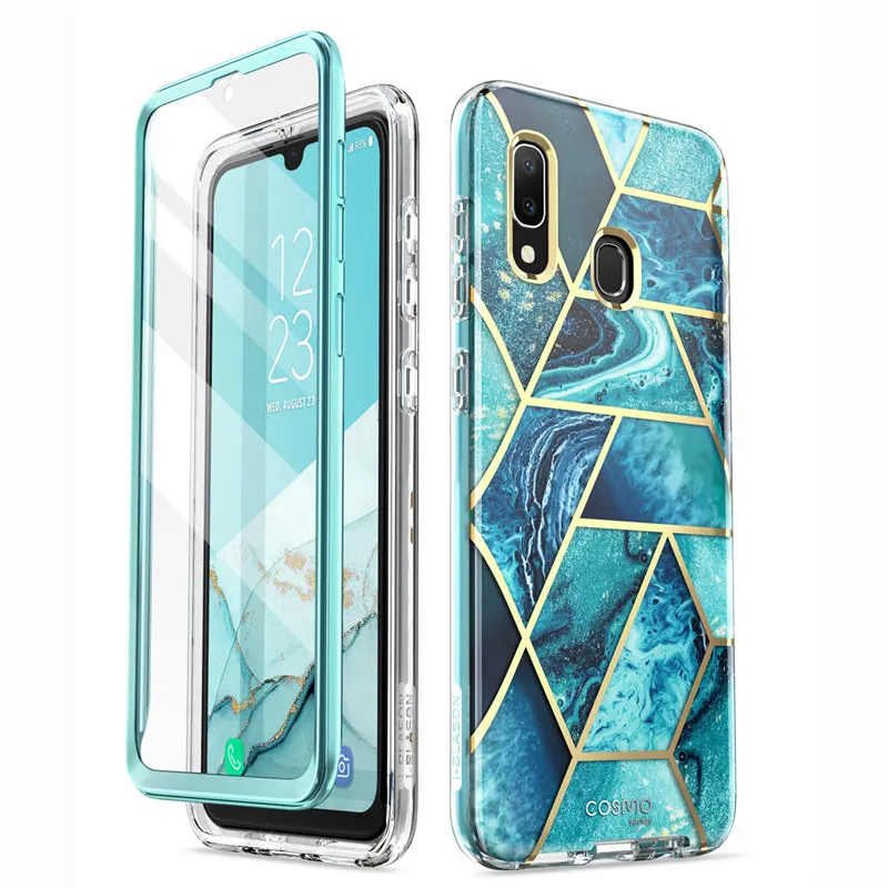 For Samsung Galaxy A20/A30 Case (2019) I-BLASON Cosmo Full-Body Glitter Marble Bumper Case Cover with Built-in Screen Protector