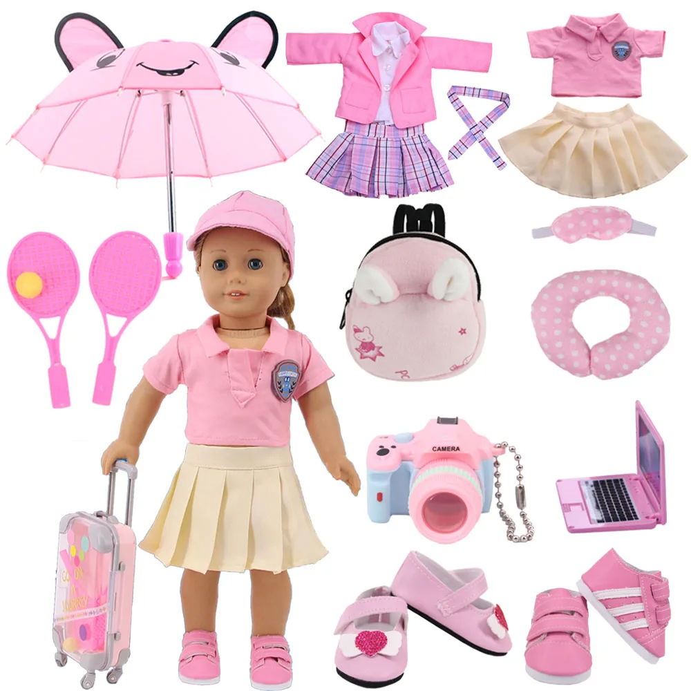 Ropa de muñeca Dsiney Elsa vestido de gatito, pijamas, zapatos de uniforme, se adapta a American of Girl de 18 pulgadas y 43 CM Reborn New Born Baby Doll Girl Toy