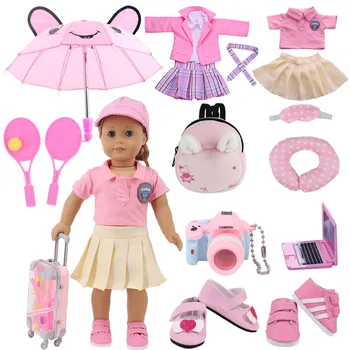 Roupas de boneca dsiney elsa vestido kitty pijamas uniforme sapatos caber 18 Polegada americano da menina & 43 cm reborn bebê recém-nascido boneca menina brinquedo