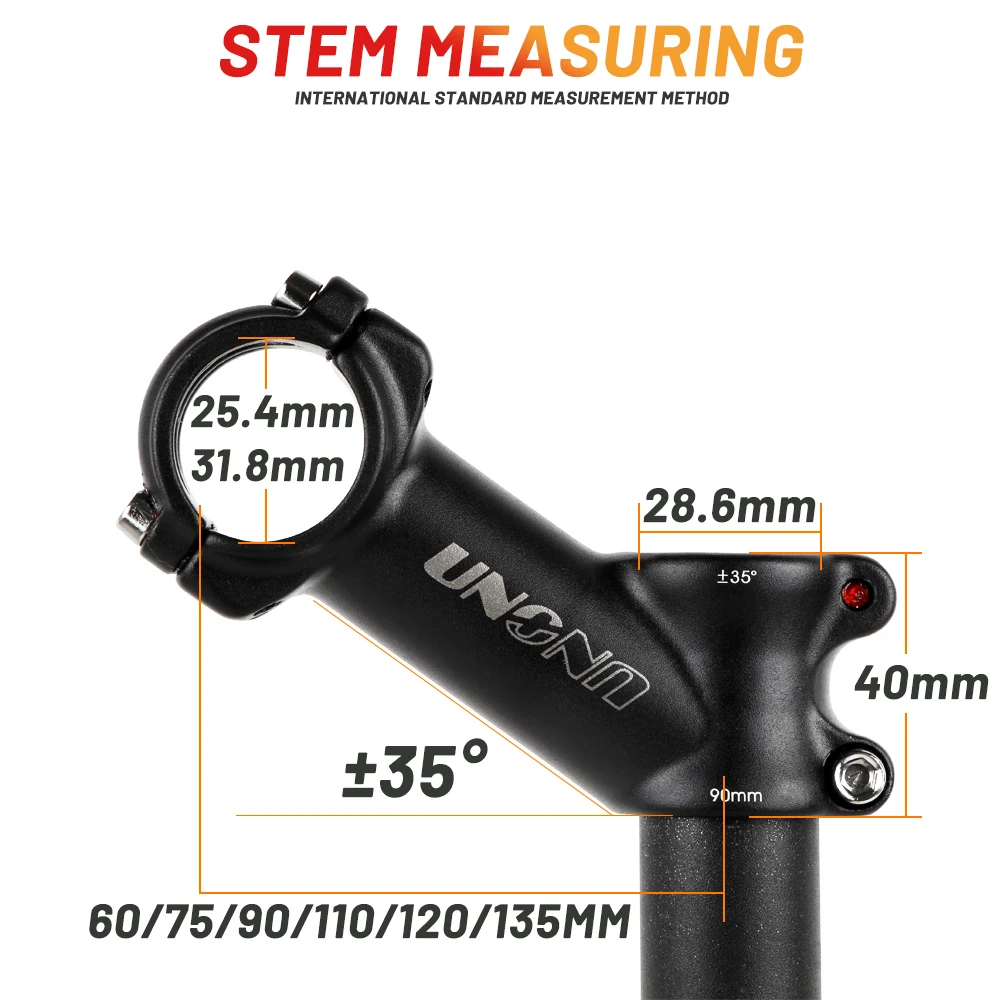 UNO Aluminum Alloy Bike Stem Riser 25.4/31.8mm 35 Degree Bicycle Handlebar Stem MTB Stems Cycling Equipment Parts Bike Potencia