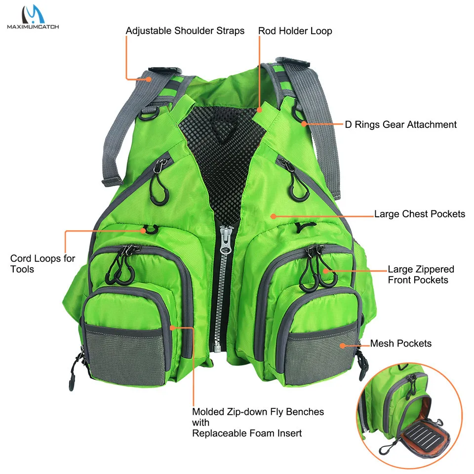 Maximumcatch G-mesh Adjustable Fly Fishing Mesh Vest Mutil-Pocket Packs Fishing Vest