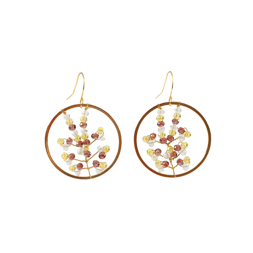 LANFLORA new Korean handmade women earrings Chinese circular earrings copper alloy earrings free shipping