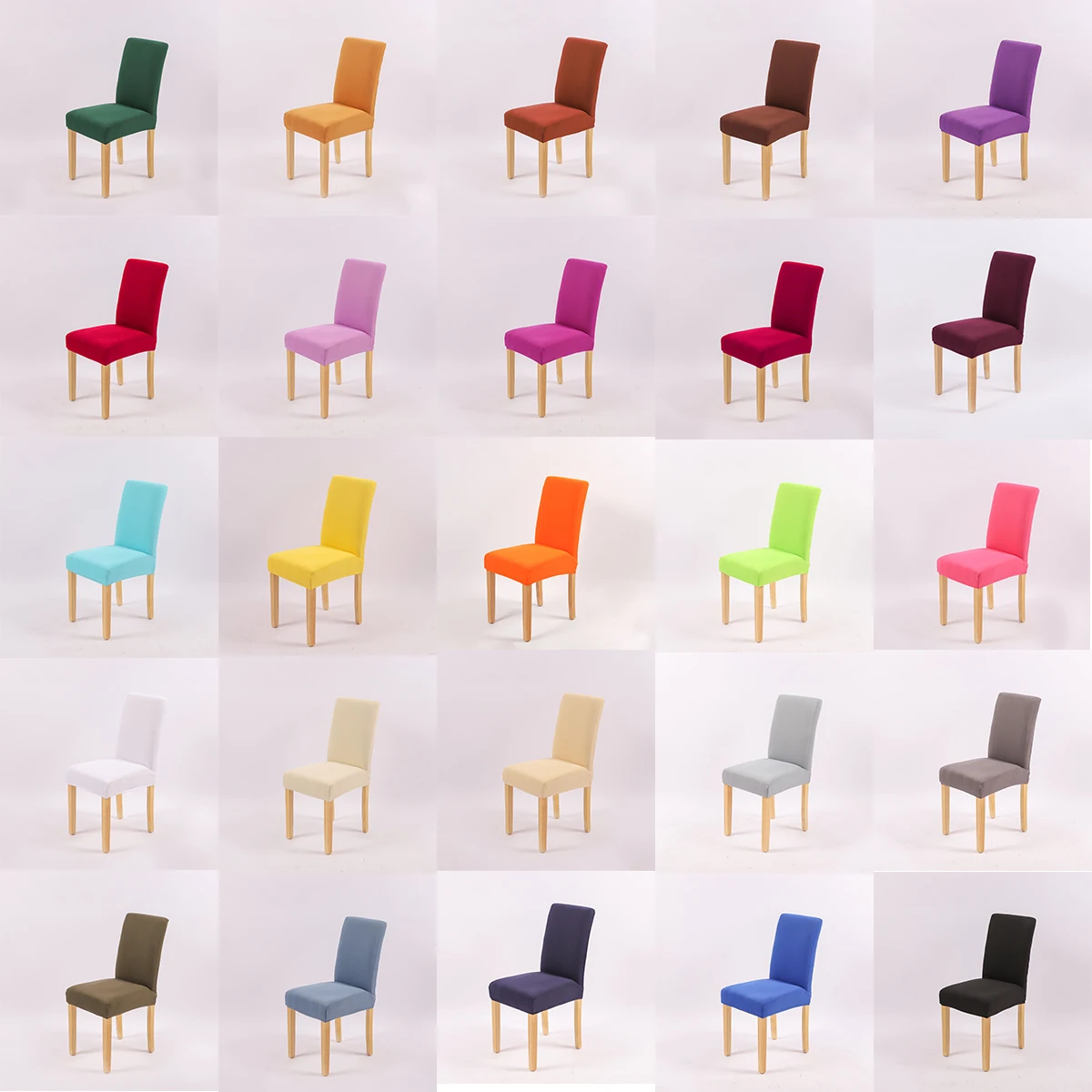 Zerolife 1Pc Solid Color Spandex Chair Cover Stretch Dining Room Seat Cover Elastic Chair Protective Case For Home Wedding Decor