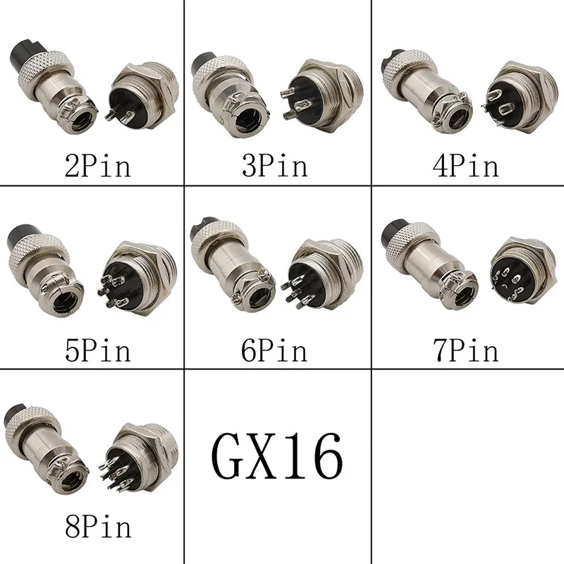 1Pcs GX16 2P/3/4/5/6/7/8 Pin Male & Female 16mm Circular Aviation Socket Plugs Wire Panel Connector GX-16 Aviation Plug