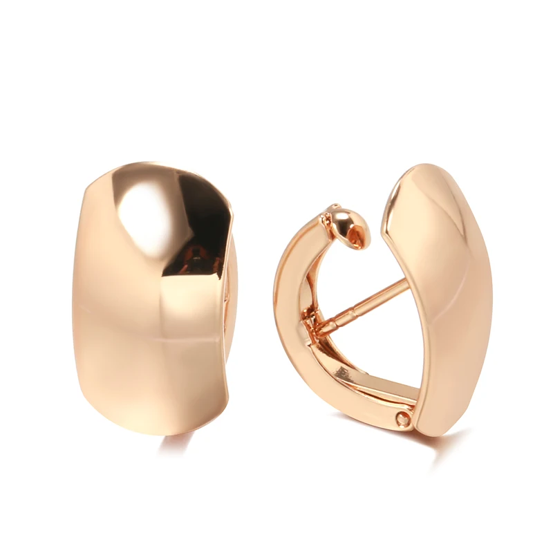 Kinel Hot Fashion Glossy Dangle Earrings 585 Rose Gold Unique Simple Geometry Earrings Women High Quality Daily Fine Jewelry