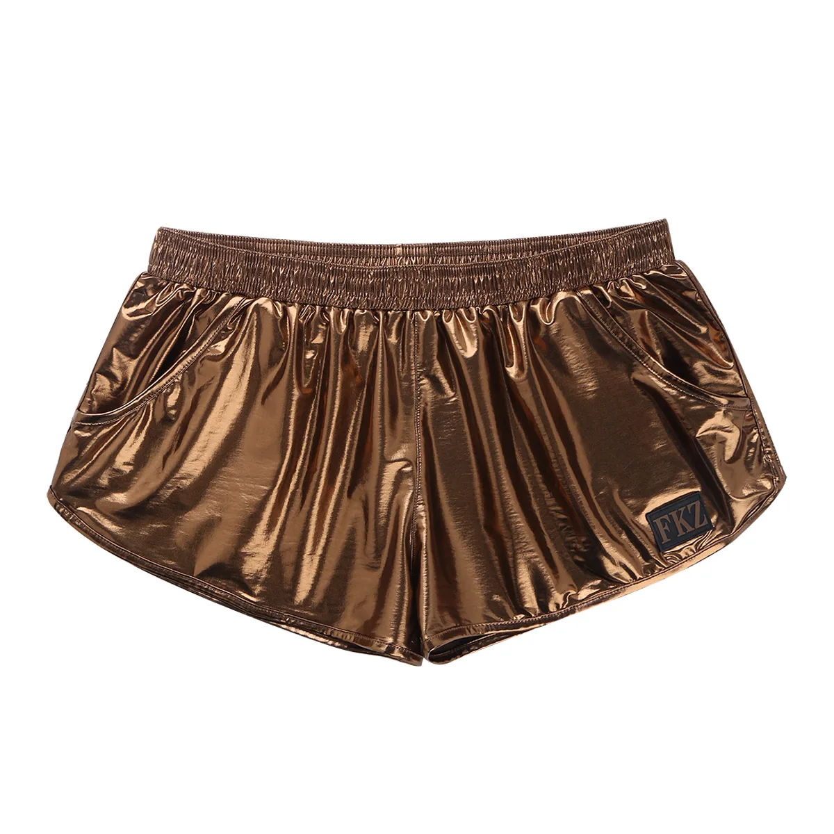 Mens Shiny Metallic Boxer Shorts Low Rise Stage Performance Clubwear Pole Dance Rave Party Costume Trunks Male Shorts Undrewear