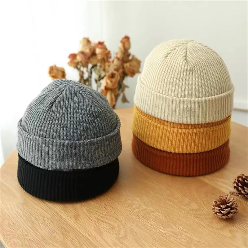 Hip Hop Beanie Knitted Hat Men Skullcap Women Winter Warm Brimless Unisex Baggy Melon Cap Cuff Docker Fisherman Beanies Hats