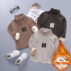 Kids Boys T-shirts Baby Long Sleeve Turtleneck Tops Children Autumn Winter Striped Sweatshirt Boys Girl Pullover Hoodies Clothes