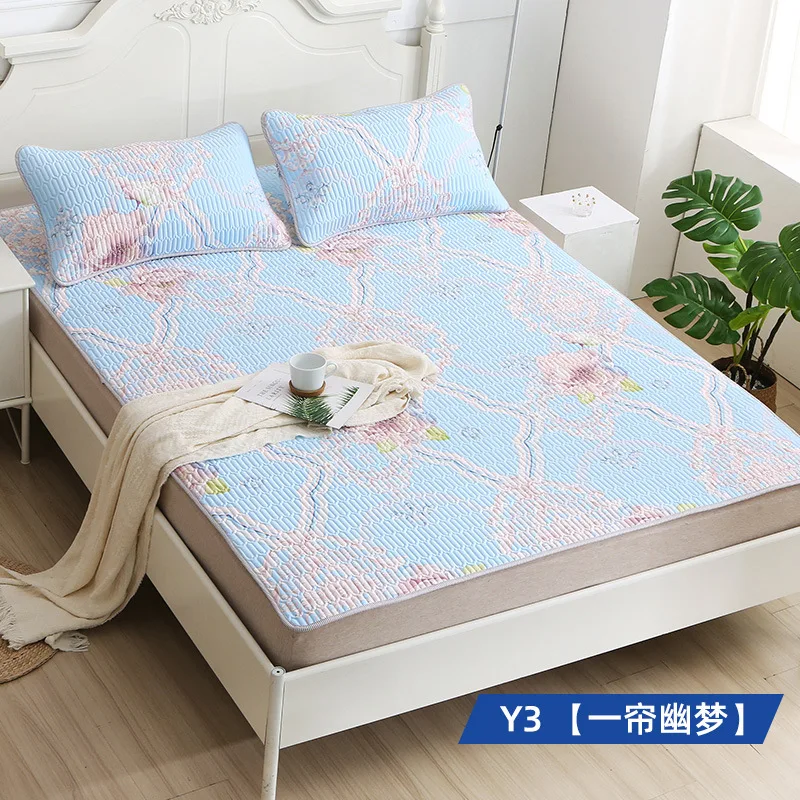 Latex Summer Cool Sleeping Mat Breathable Ice Silk Cold Sheets Mattress Queen King Size Protector Sheet Summer Cool Pad