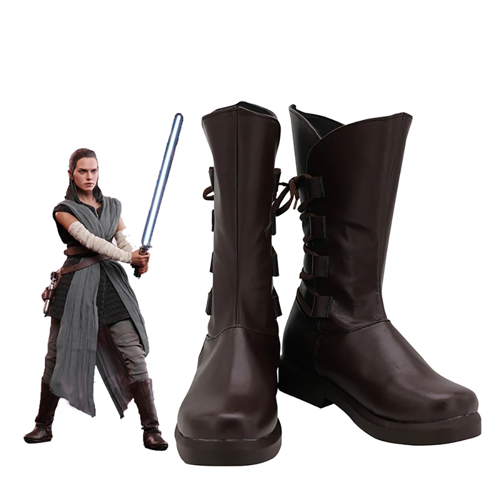 Rey Skywalker Brown Shoes Cosplay The Last Jedi Rey Cosplay Boots Leather Shoes Custom Made