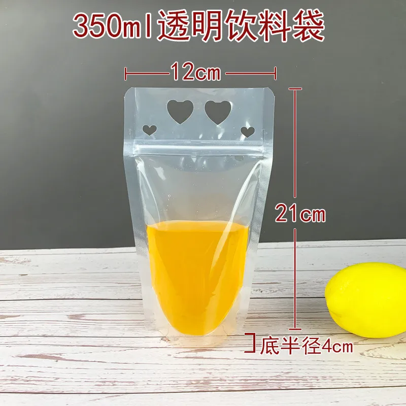 

1000pcs 350ml Food Clear Plastic Drink Liquid Clear Plastic Drink Liquid Reusable Stand Up Spout Pouch For Milk Juice Beverage