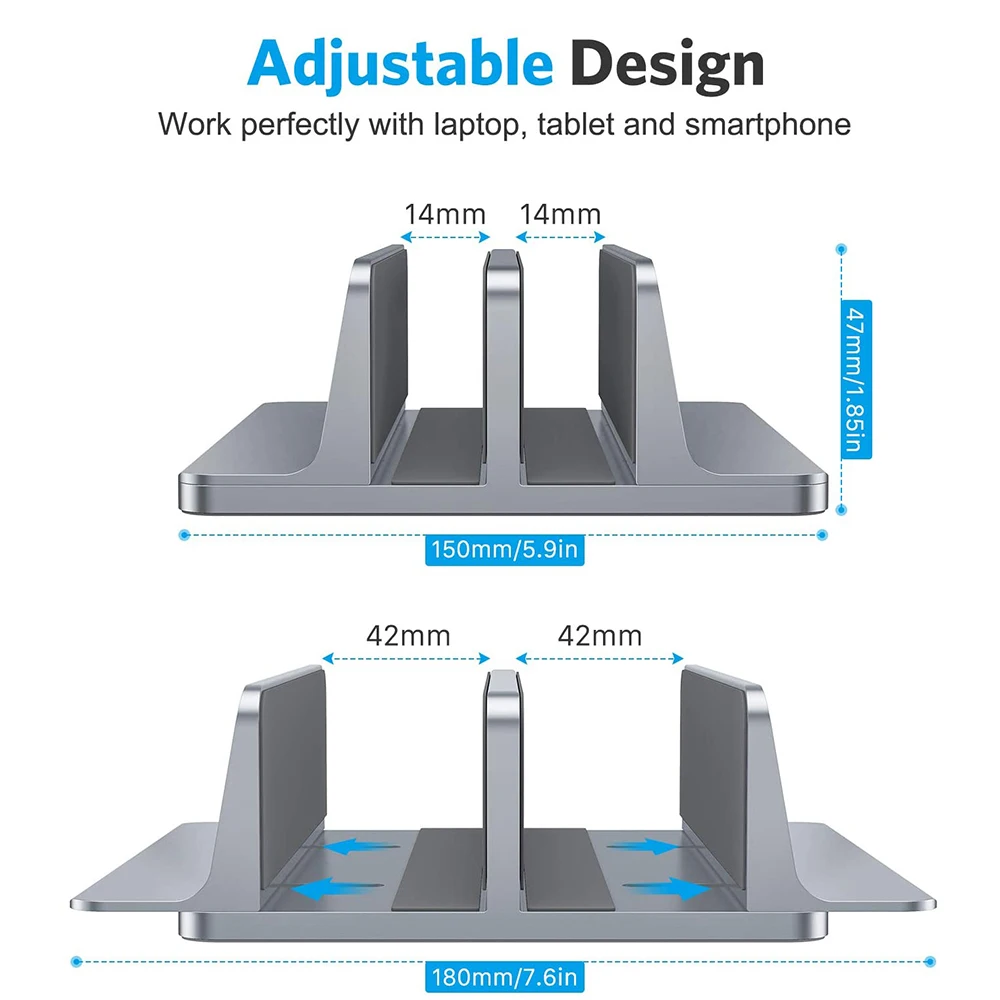 Vertical Laptop Stand Aluminium Adjustable Portable Notebook Mount Support Base Holder For MacBook Pro Air Accessory Book Holder