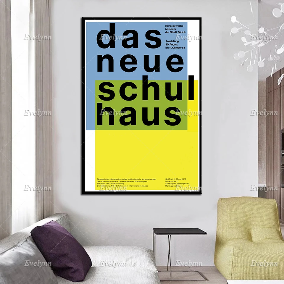 Exhibition Poster Das Neue Schulhaus 1953 By Carlo Vivarelli Modern Home Decor Prints Wall Art Canvas Modular Pictures Gift