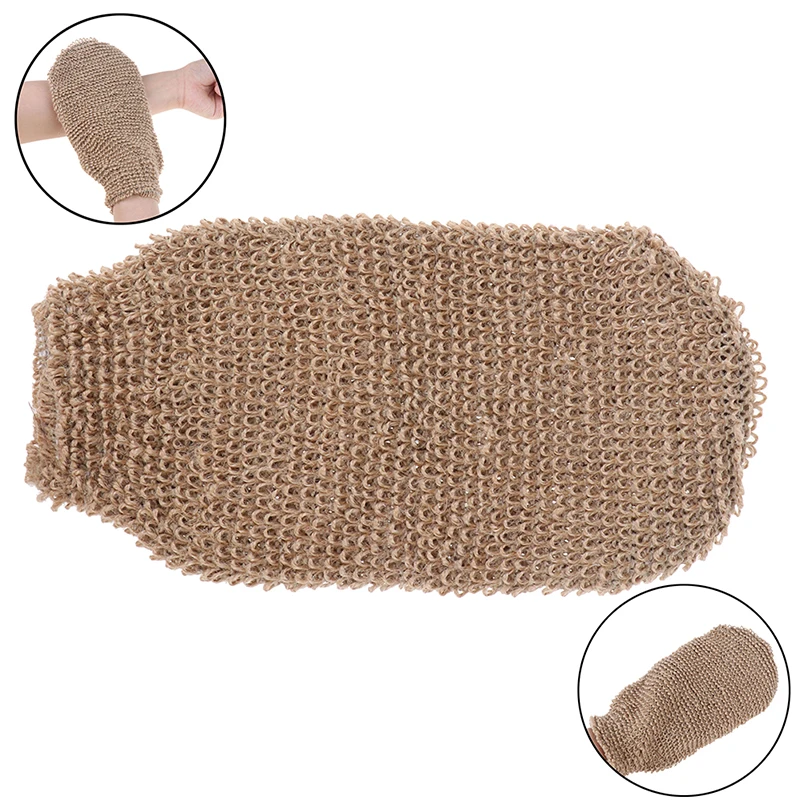 1pcs Exfoliating Hemp Glove Mitt Mitten Bath Sponge Scrubber Remove Dead Skin Deep Clean & Invigorate Your Skin Double Side