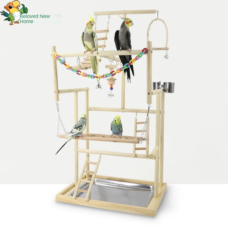 94CM Parrot Toys Large Game Stand Parrot Toy Training Station Rrack Climbing Ladder SWING Bird Toy Accessories