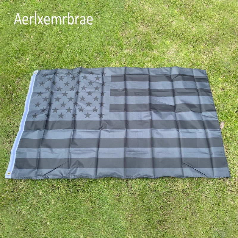 

aerxemrbrae flag150x90cm All Black us flag High Quality Polyester American Flag Grommets USA black Flag