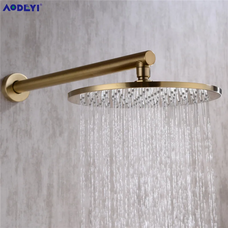 Brass Black Bathroom High Pressure Rain Shower Head Wall Ceiling Round Bath Rainfall Top Showerhead Accessories Brushed Gold