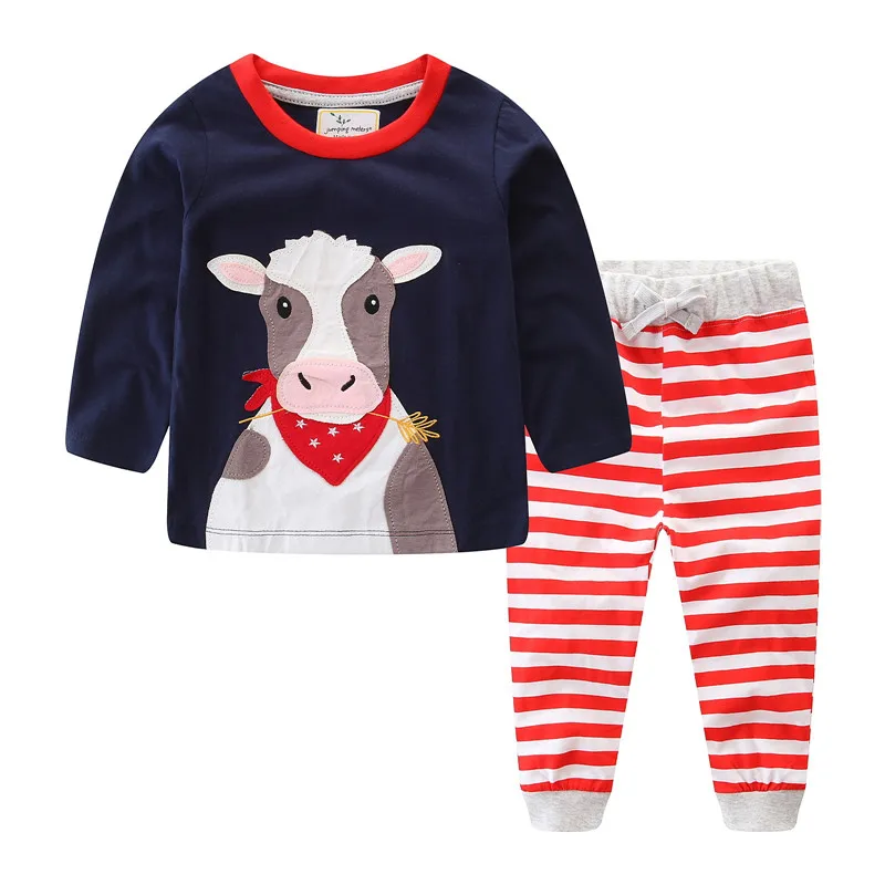 

Jumping Applique Clothing Sets Baby Boys Autumn Suits For Christmas Festival Children Clothes Tops + Pants Clothing Sets