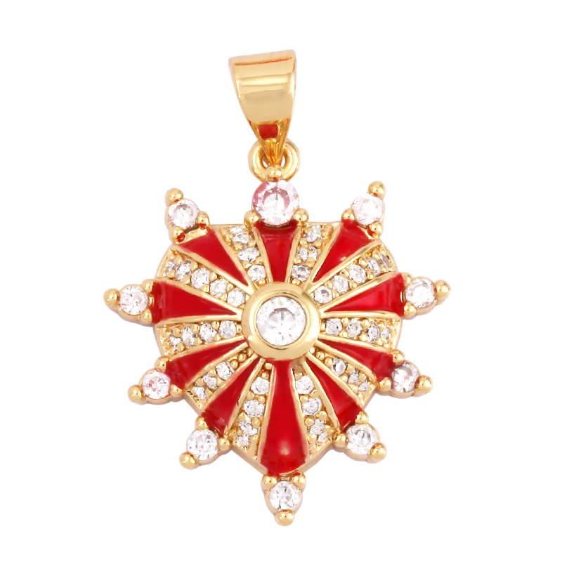 Palast-Herz-Emaille-Charm, Neon-Rosa, Orange, Türkis, roter Anhänger, Öl-Tropfen, vergoldete Farbe, Halskette, Armband-Anhänger M82 – Detail 22