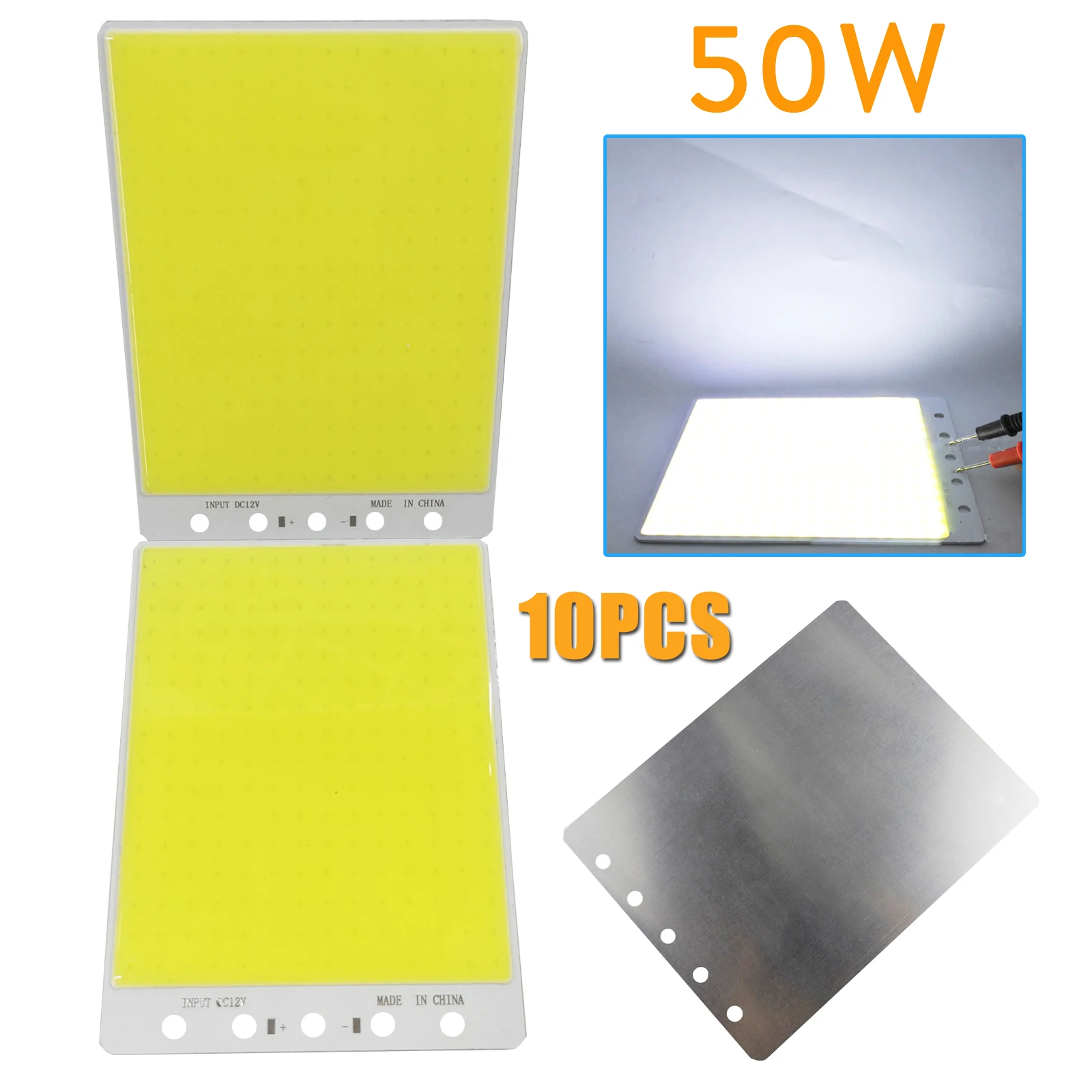 10Pcs LED COB Flip Chip 50W 110 x 140mm 5000LM Square LED COB Beads Module Lamp DC 12V Floodlight Source Bulb for DIY Work Light