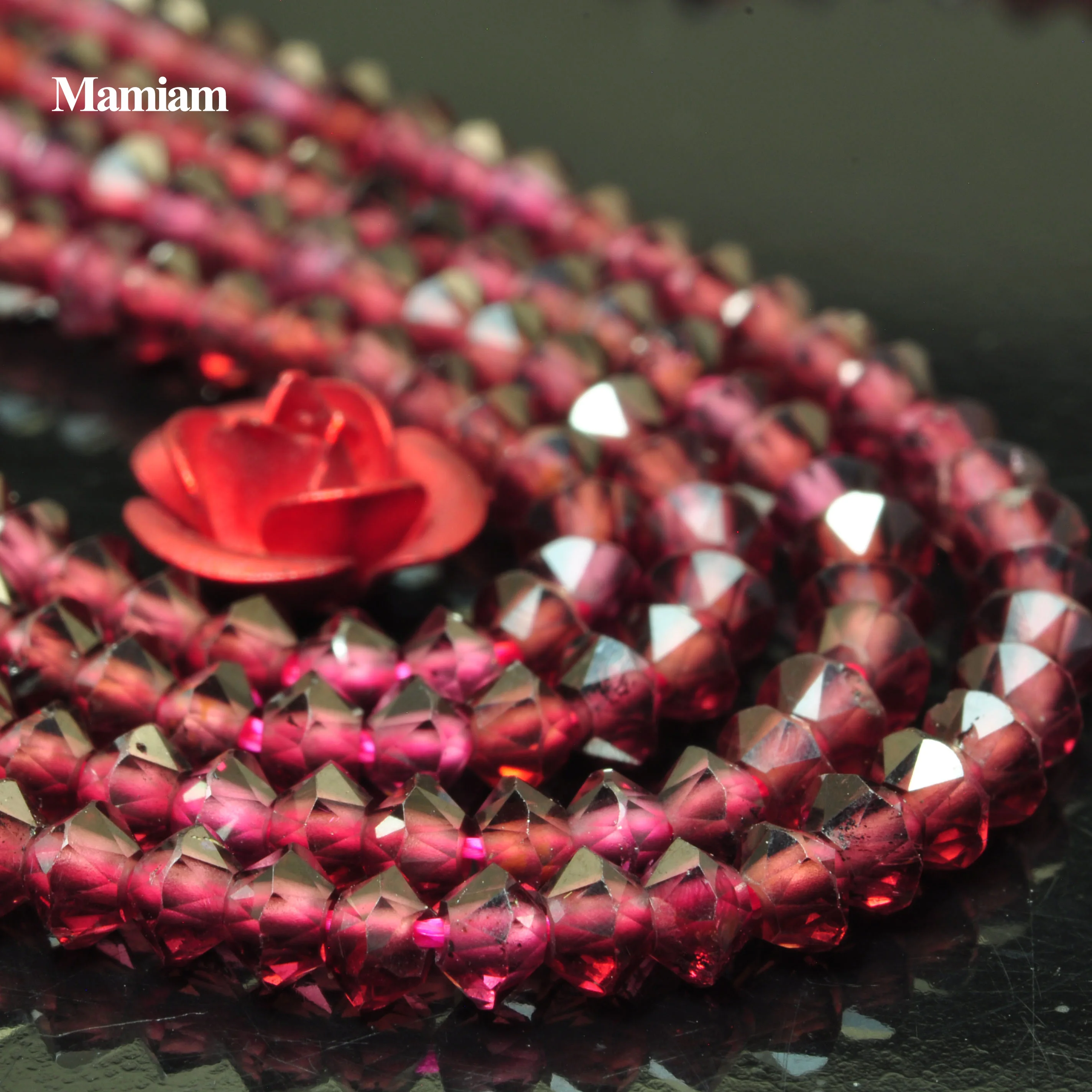 Mamiam Natural Red Garnet Faceted Rondelle Charm Beads 3x4mm Smooth Loose Gemstone Diy Bracelet Necklace  Jewelry Making Design