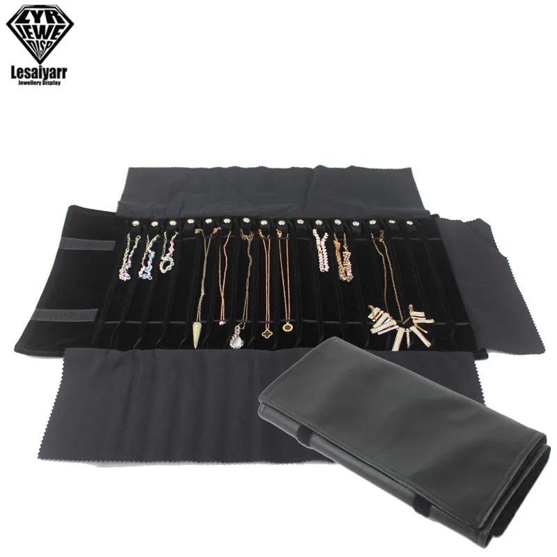 Reissieraden organisator rol opvouwbare sieradendoos voor reis-hanger kettingen sieraden opbergtas fluwelen opbergdoos