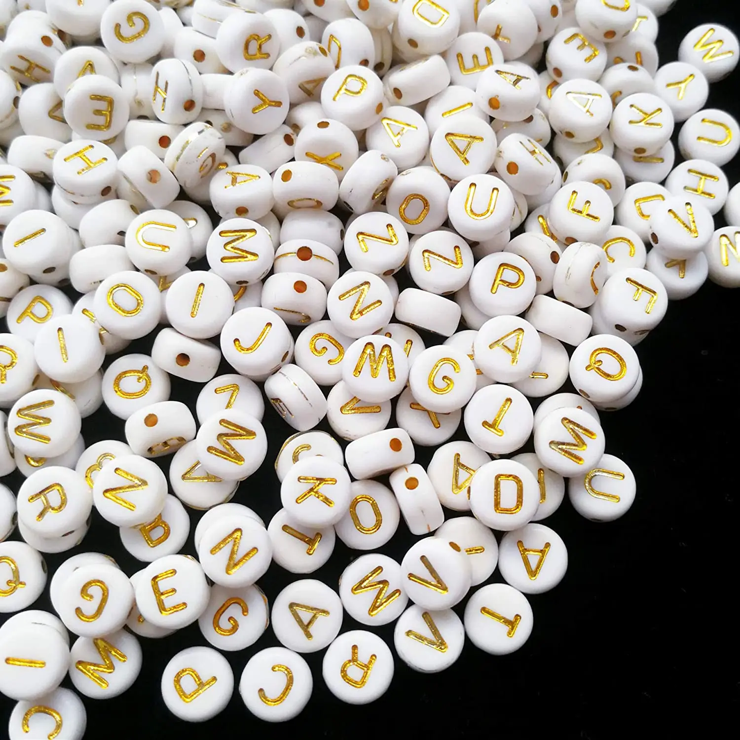Wholesale 4*7mm Loose White Acrylic Alphabet Letter Beads For Bracelet Jewelry DIY Findings Plastic Round Beads