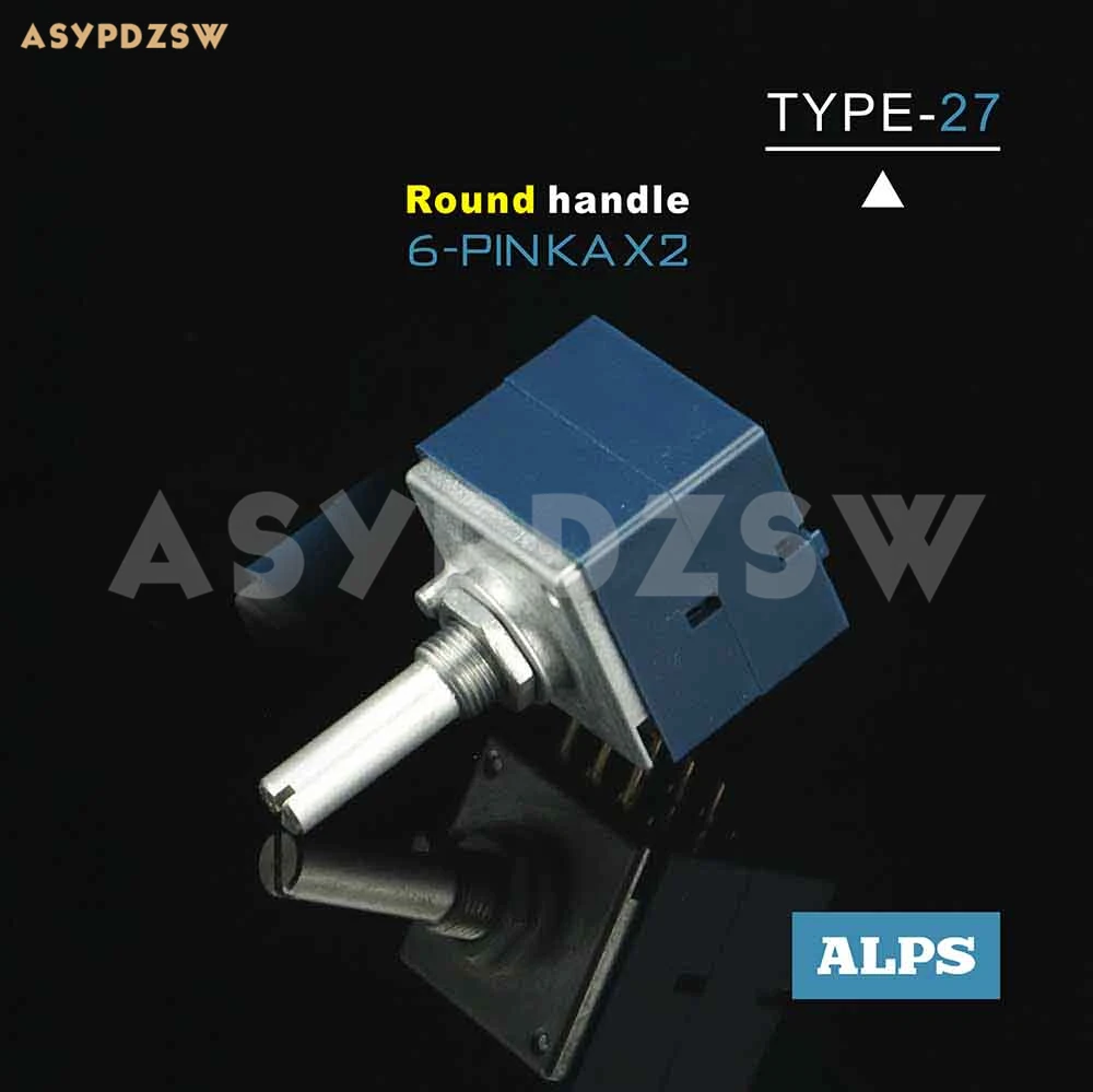 6-PIN Original ALPS Type-27 Round handle volume potentiometer RK27 10KA 20KA 50KA 100KA 250KA