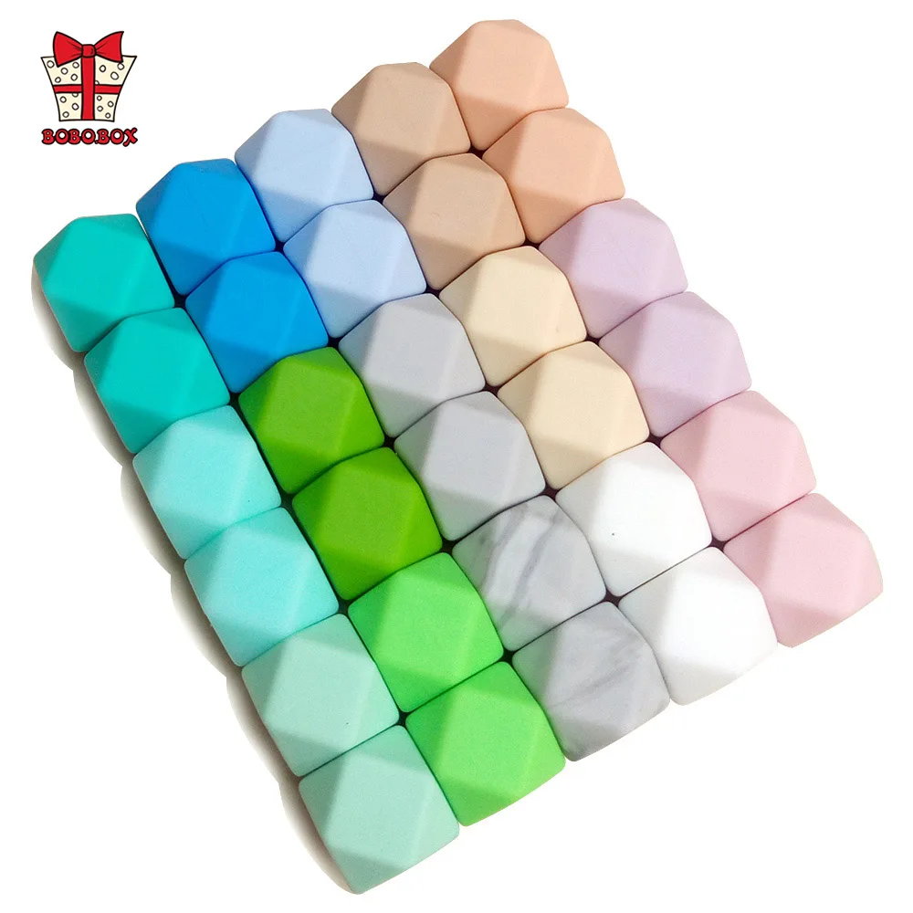 BOBO.BOX 20pcs Silicone Beads 14mm Baby Teething Teether Bead Food Grade Nursing Perle Silicone Baby Toy DIY Pacifier Accessory