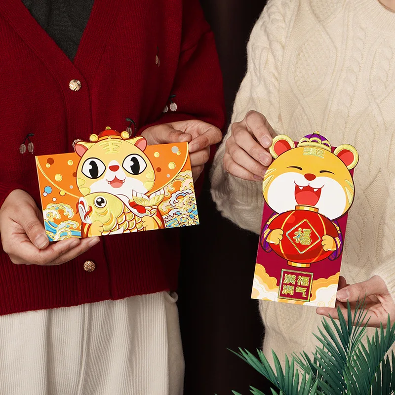 2022 Chinese Jaar Van De Tijger Cartoon Creatieve Rode Envelop, Jaar Van De Tijger Envelop Rode Envelop