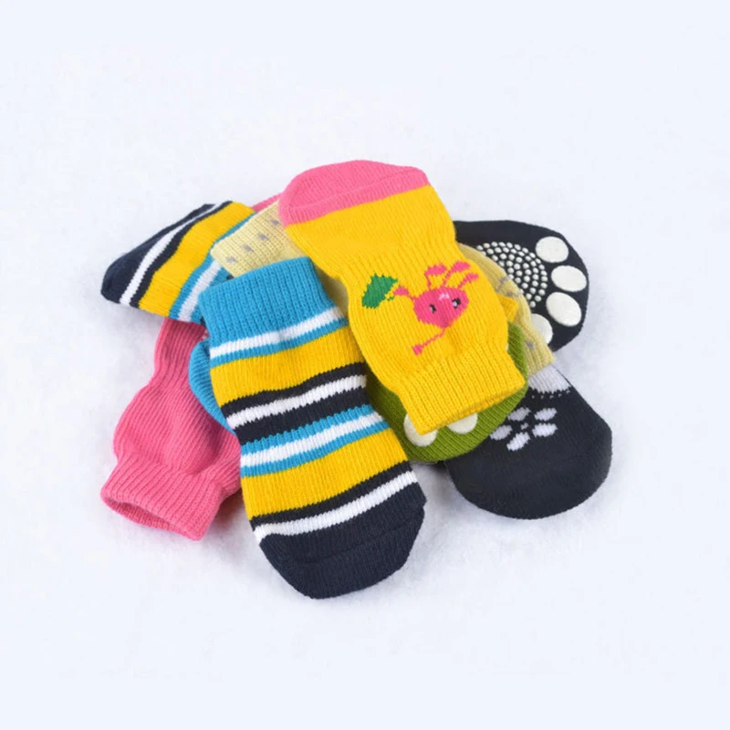 4pcs/Set Warm Puppy Dog socks Cute Puppy Dog Knit Socks Soft Pet Knits Socks Cute Cartoon Anti-Slip Cat Shoes colorful socks