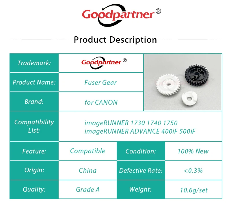 FC0-1013-000 FU9-0401-000 FU9-0207-000 FU9-0209-000 Fuser Gear for CANON iR 1730 1740 1750 ADV 400 500 / IR1730 IR1740 IR1750